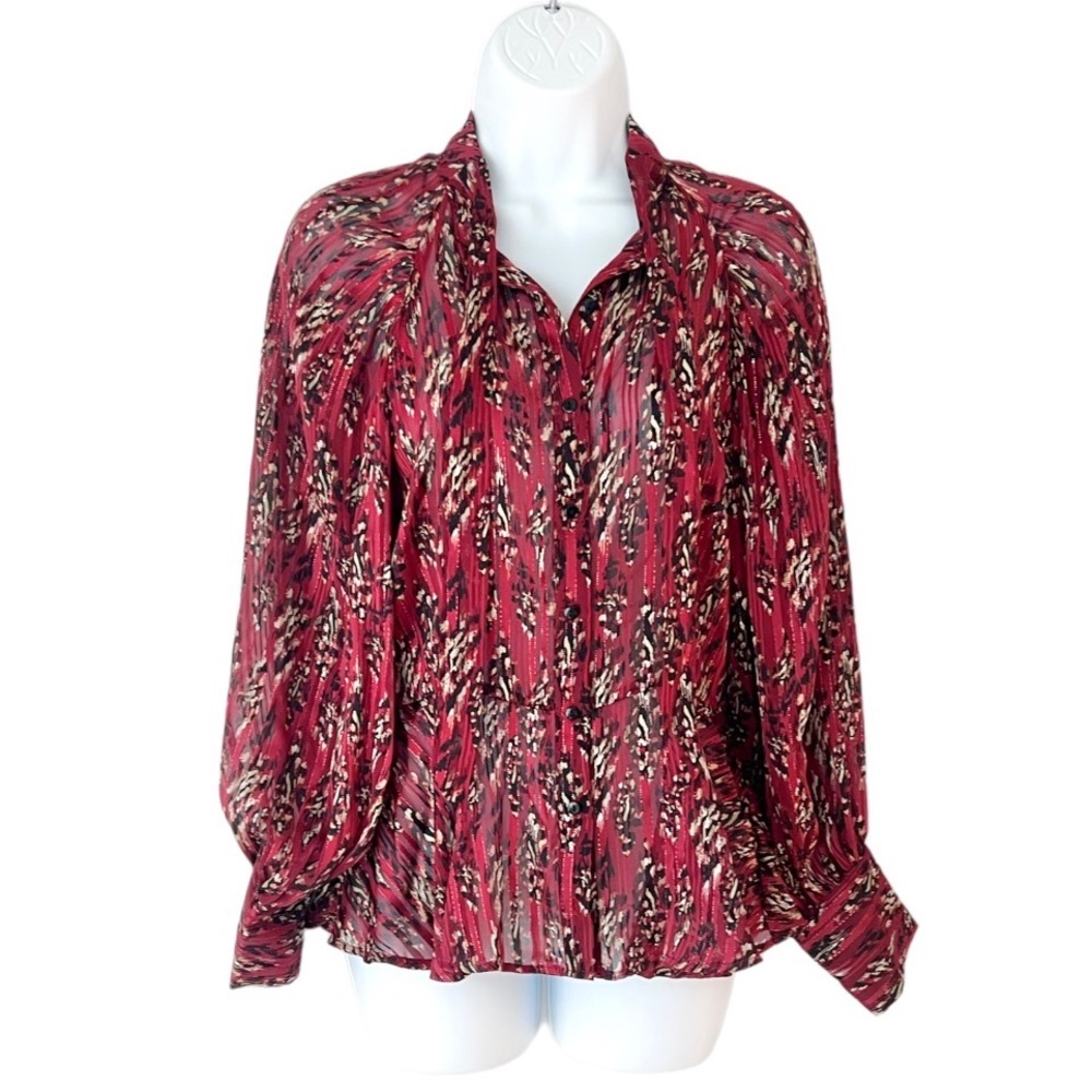 Best Mountain Bow Tie Neck Blouson Long Sleeve Button Down Blouse